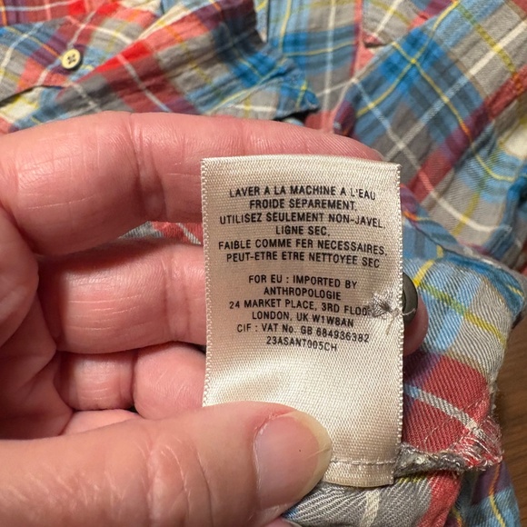 Anthropologie Postage Stamp plaid western style shirt - size 10 - Picture 7 of 8